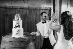 Mel & Jake Radcliffe's Wedding Echuca - Slicing of cake photos
