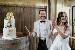 Mel & Jake Radcliffe's Wedding Echuca - Slicing of cake photos